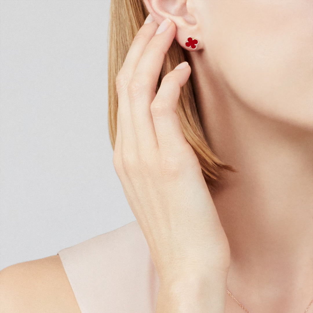 Vintage Alhambra in Rose Gold and Carnelian Earrings