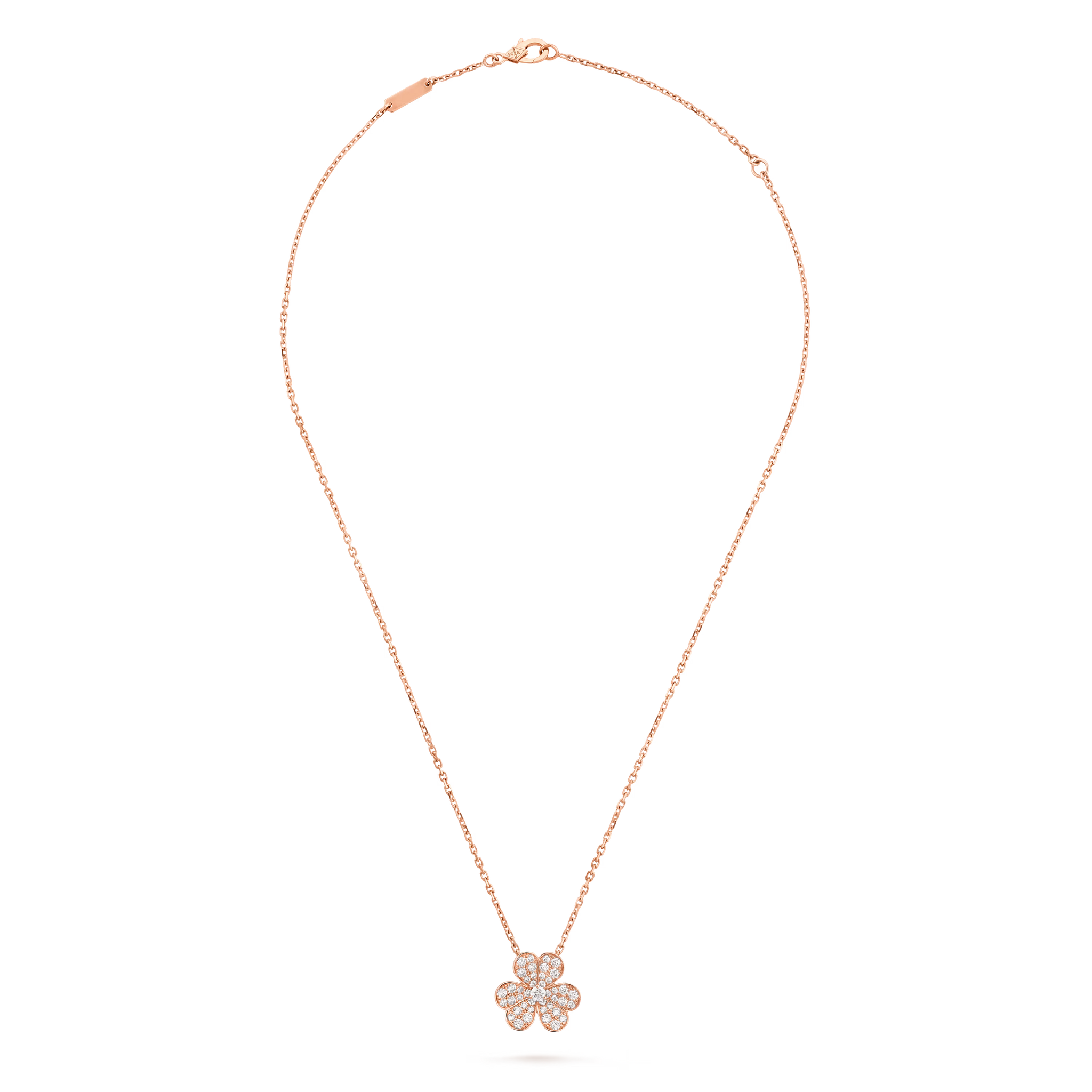 Rose Gold Floral Pendant Necklace With Diamonds