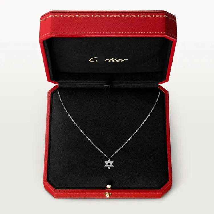 White Gold Star Of David Pendant Necklace With Diamonds