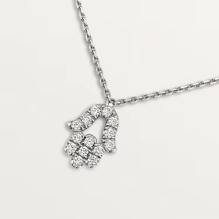 White Gold Hamsa Hand Pendant Necklace With Diamonds