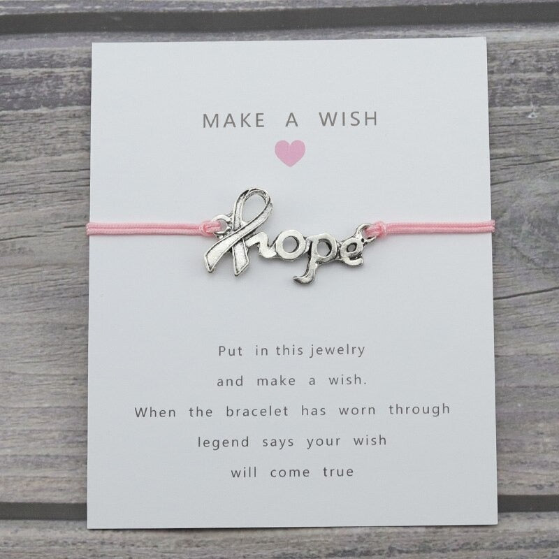 Hope charm Lucky Wish Card Rope Chain Bracelet