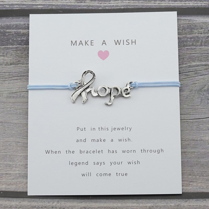 Hope charm Lucky Wish Card Rope Chain Bracelet