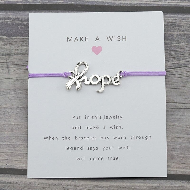 Hope charm Lucky Wish Card Rope Chain Bracelet