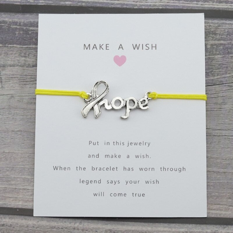 Hope charm Lucky Wish Card Rope Chain Bracelet