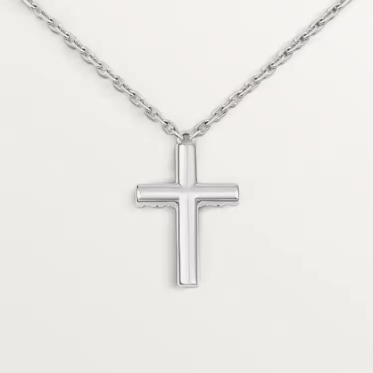 Silver Cross Pendant Necklace With Stones