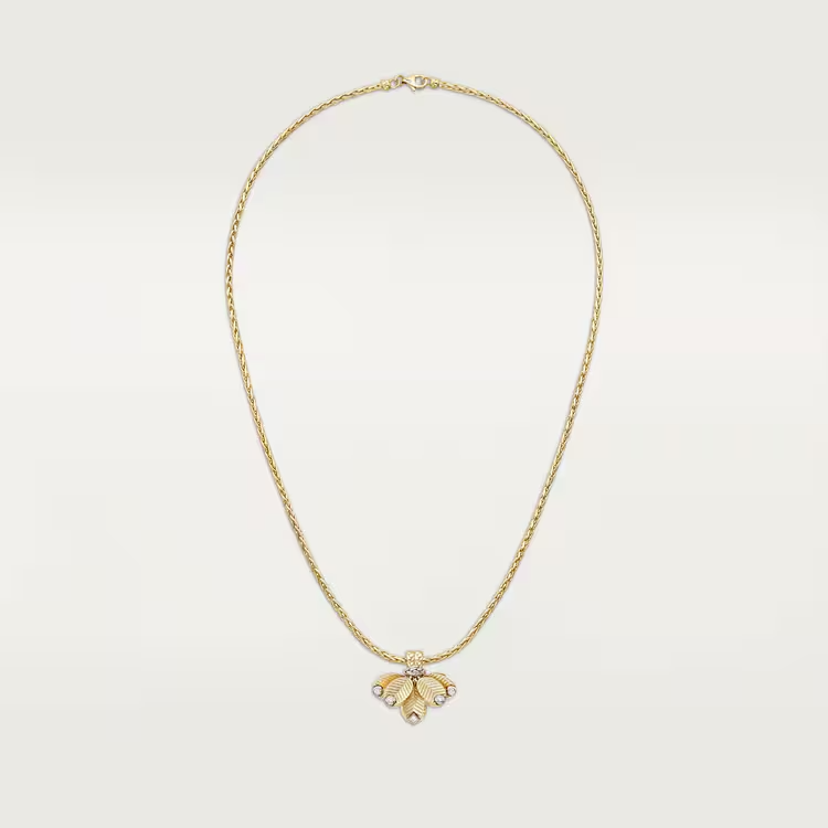Gold Leaf Pendant Necklace With Diamond Accents
