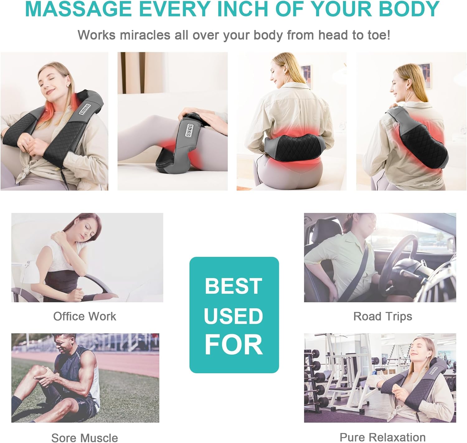 Neck Shoulder Massager with Heat (No Battery)
