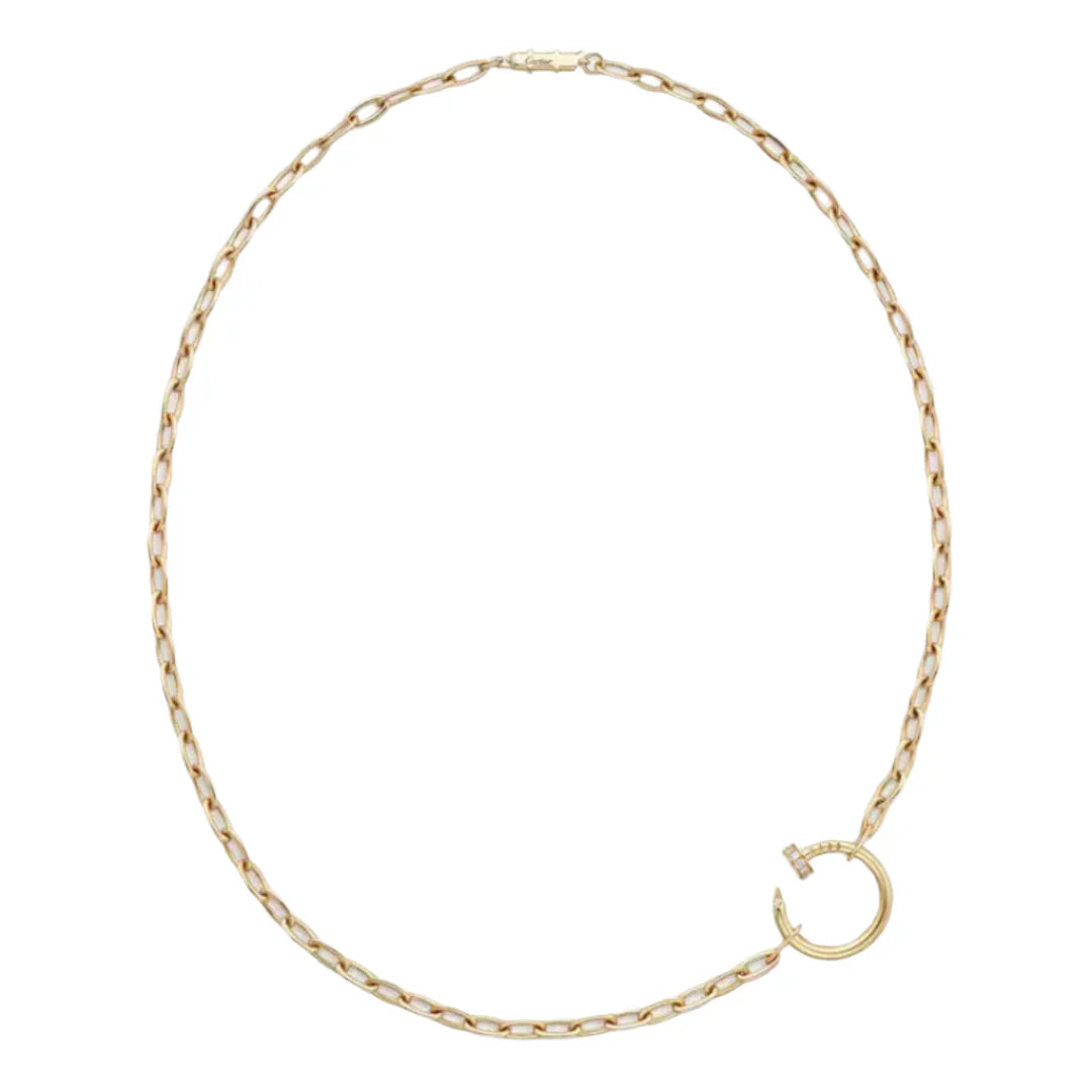 Gold Chain Necklace With Nail Circle Pendant