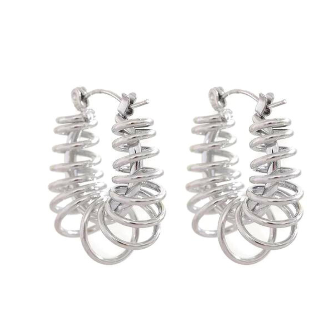 Round Hollow Geometric Earrings