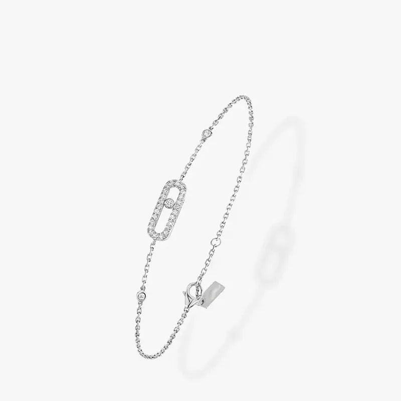Adjustable Chain Bracelet with Geometric Pin Paper Clip Design