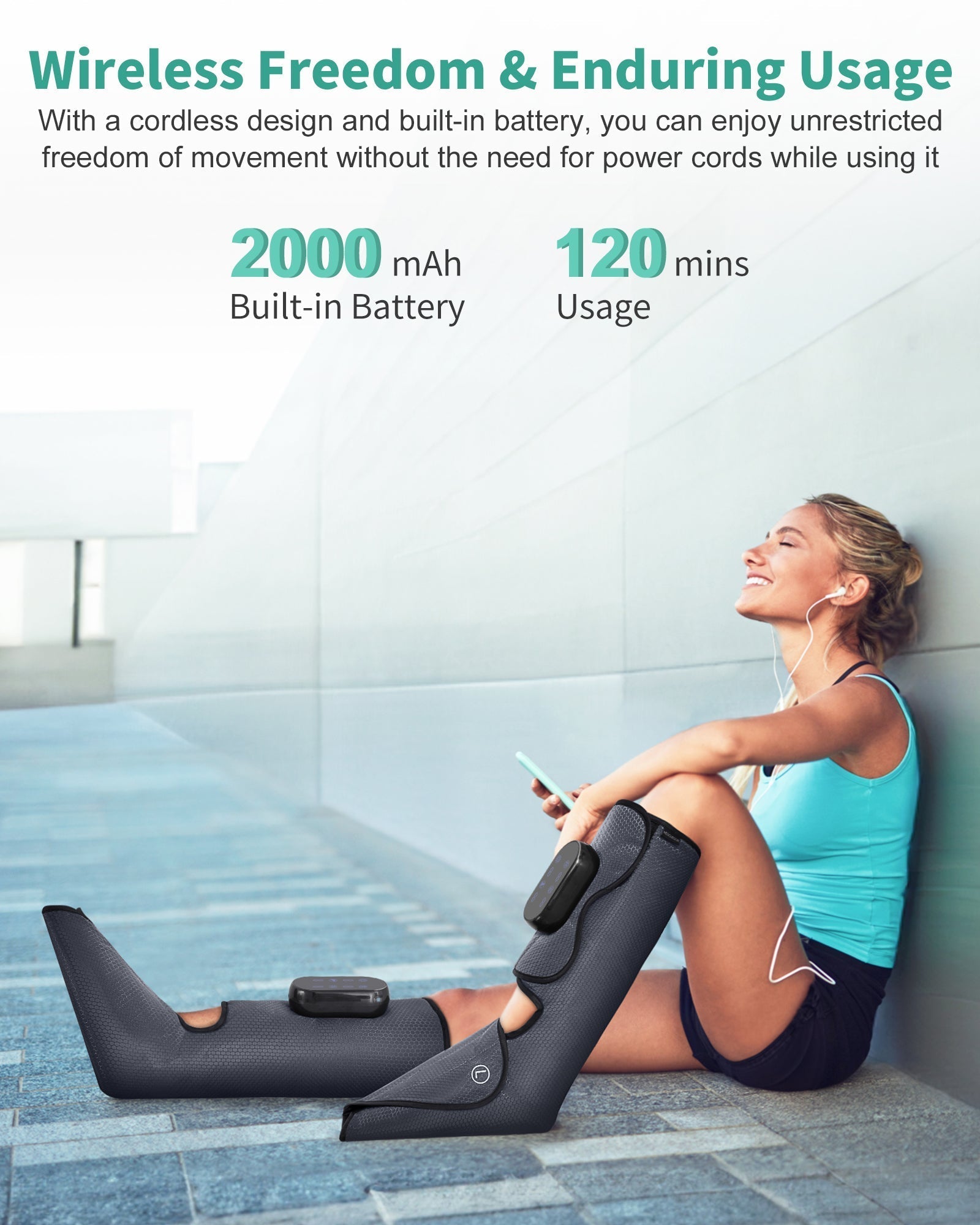 Cordless Foot and Leg Massager with Heat, Rechargeable Leg Massager for Circulation and Pain Relief