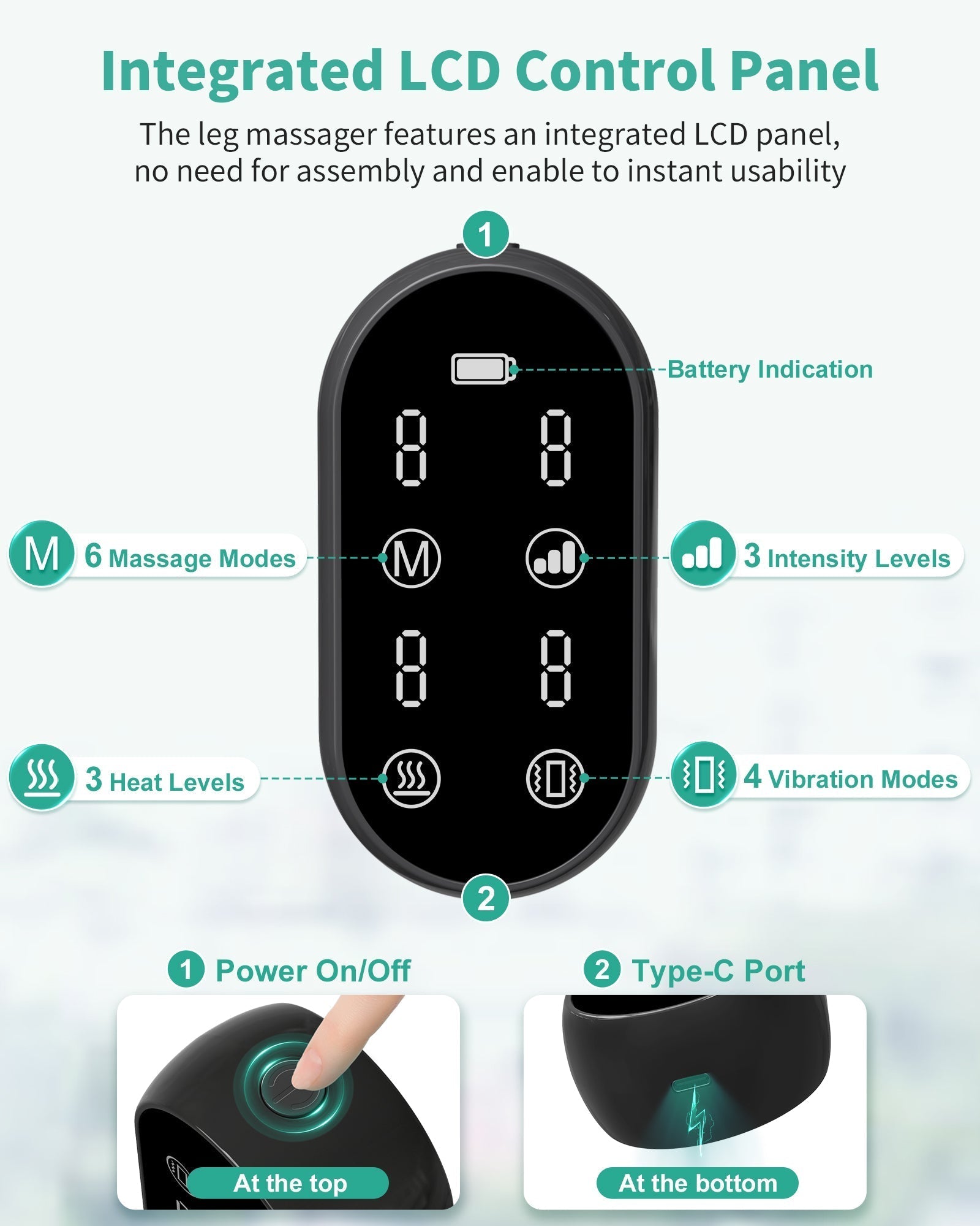Cordless Foot and Leg Massager with Heat, Rechargeable Leg Massager for Circulation and Pain Relief