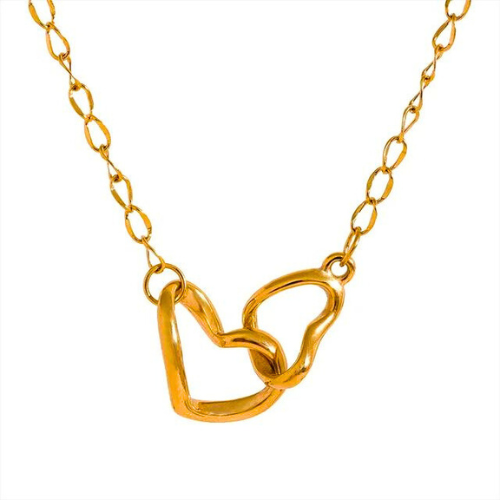 Double Heart 14K Gold Necklace