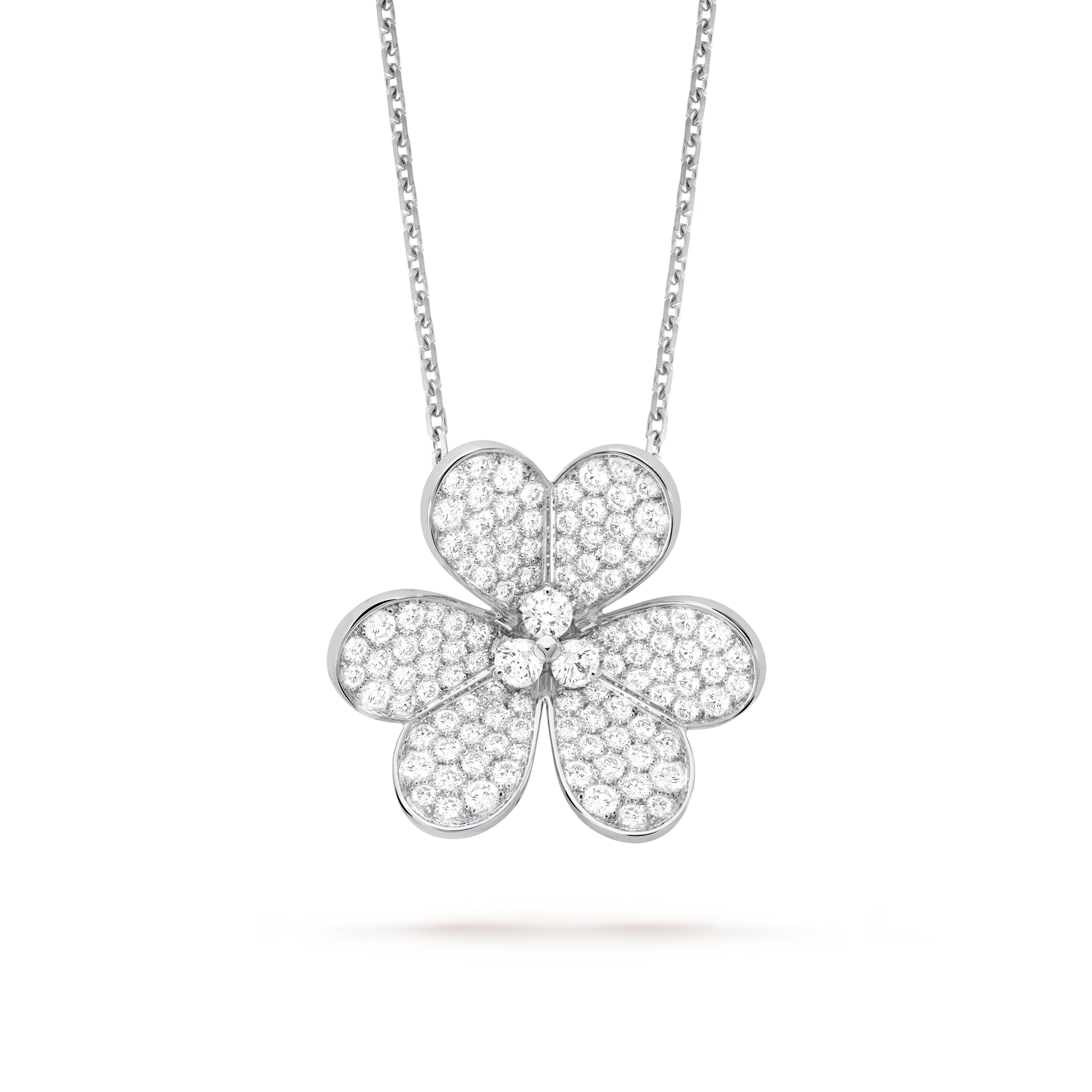 White Gold Floral Pendant Necklace With Diamonds