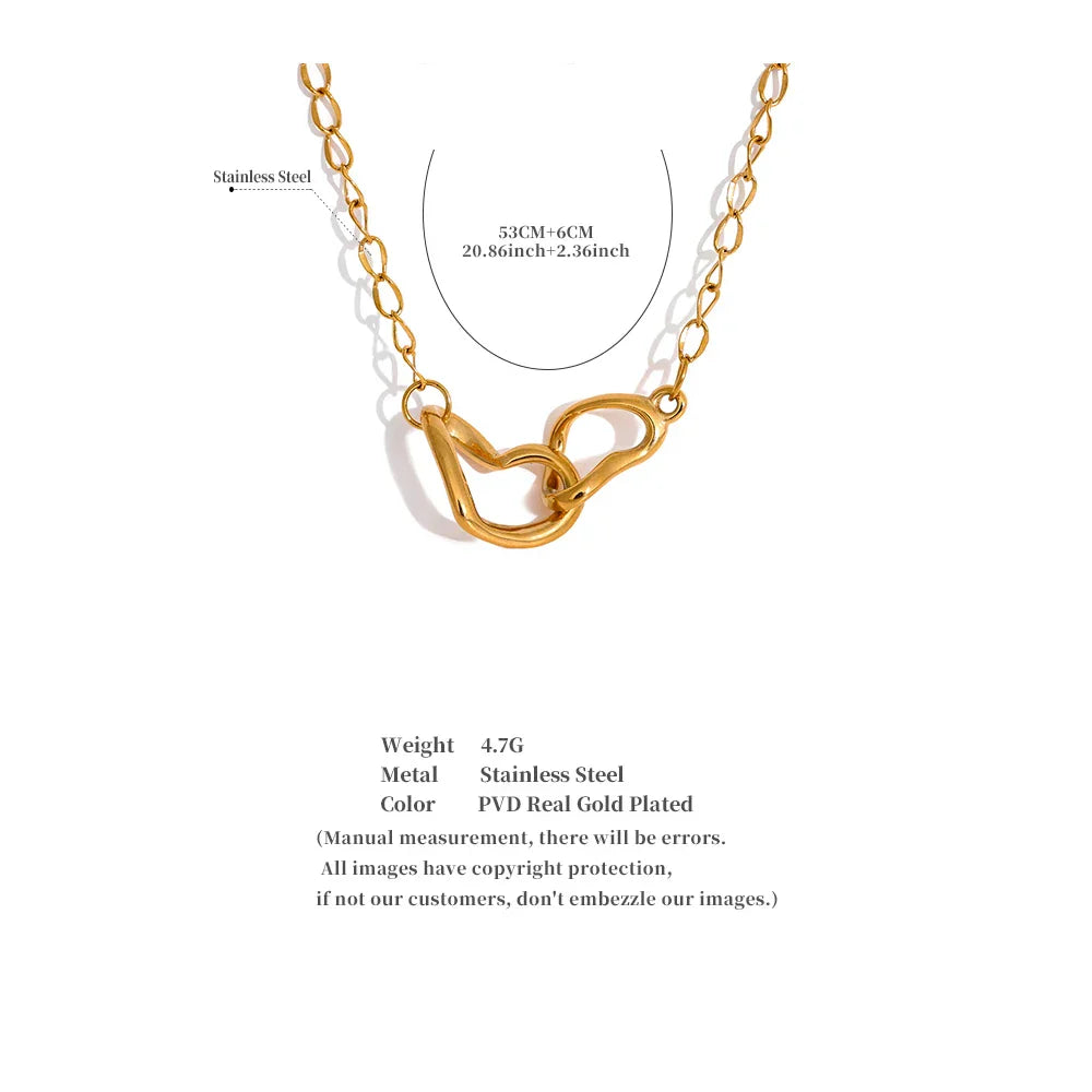 Double Heart 14K Gold Necklace