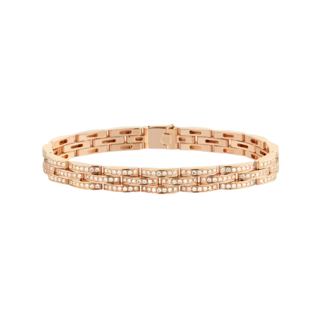 Bracelet Rose Gold Vermeil Triple Row Diamond Style