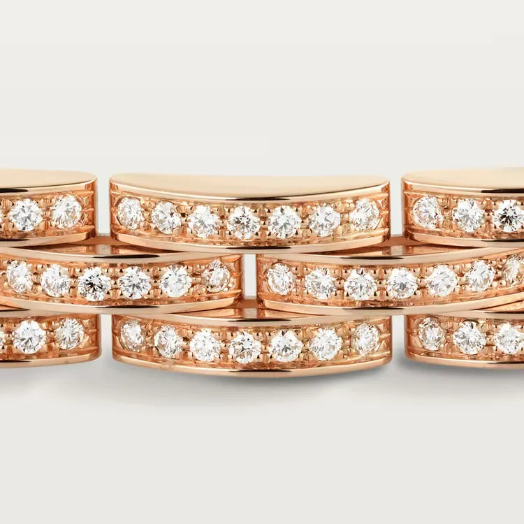 Bracelet Rose Gold Vermeil Triple Row Diamond Style