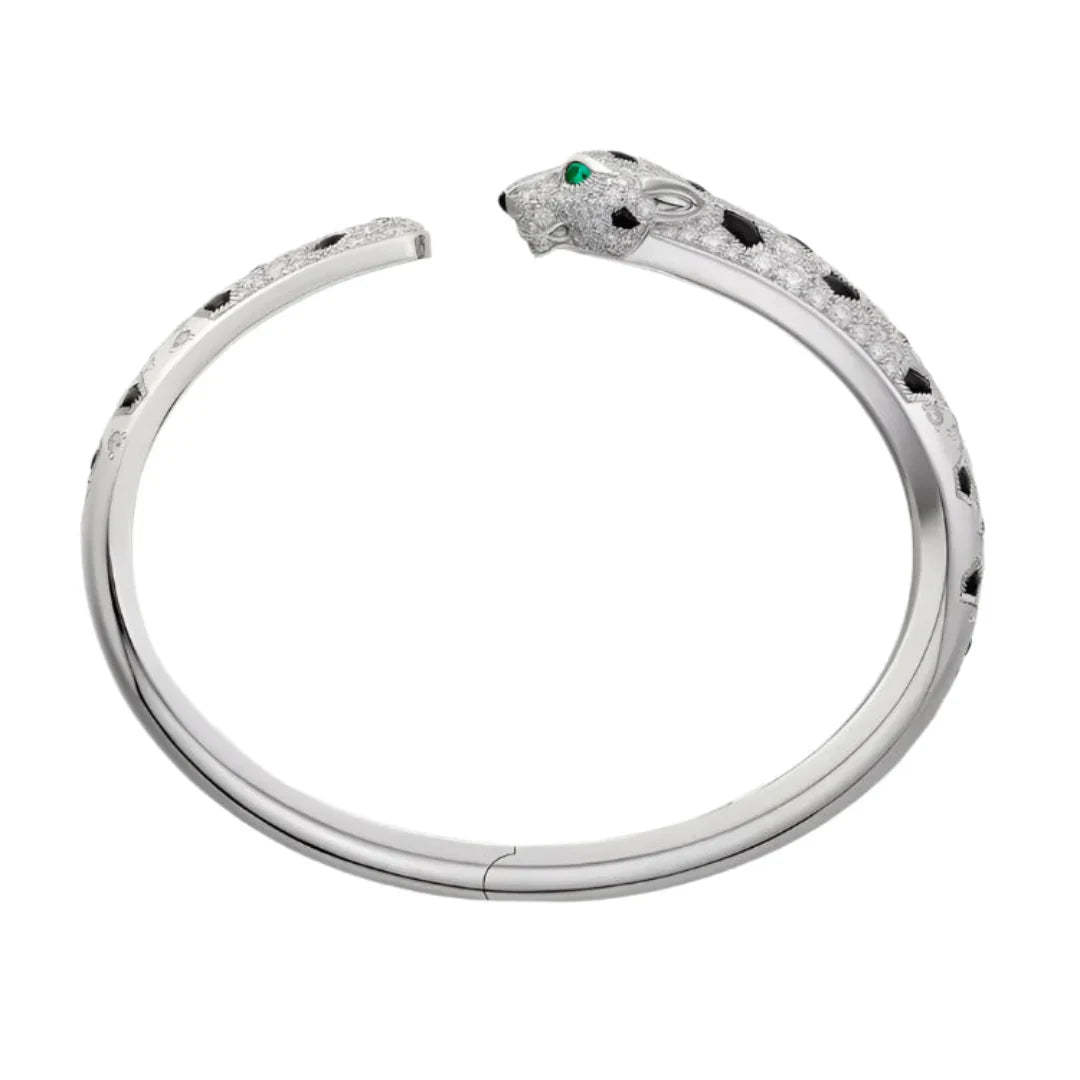 Bracelet White Gold Vermeil Emerald Eyes Diamond Detail
