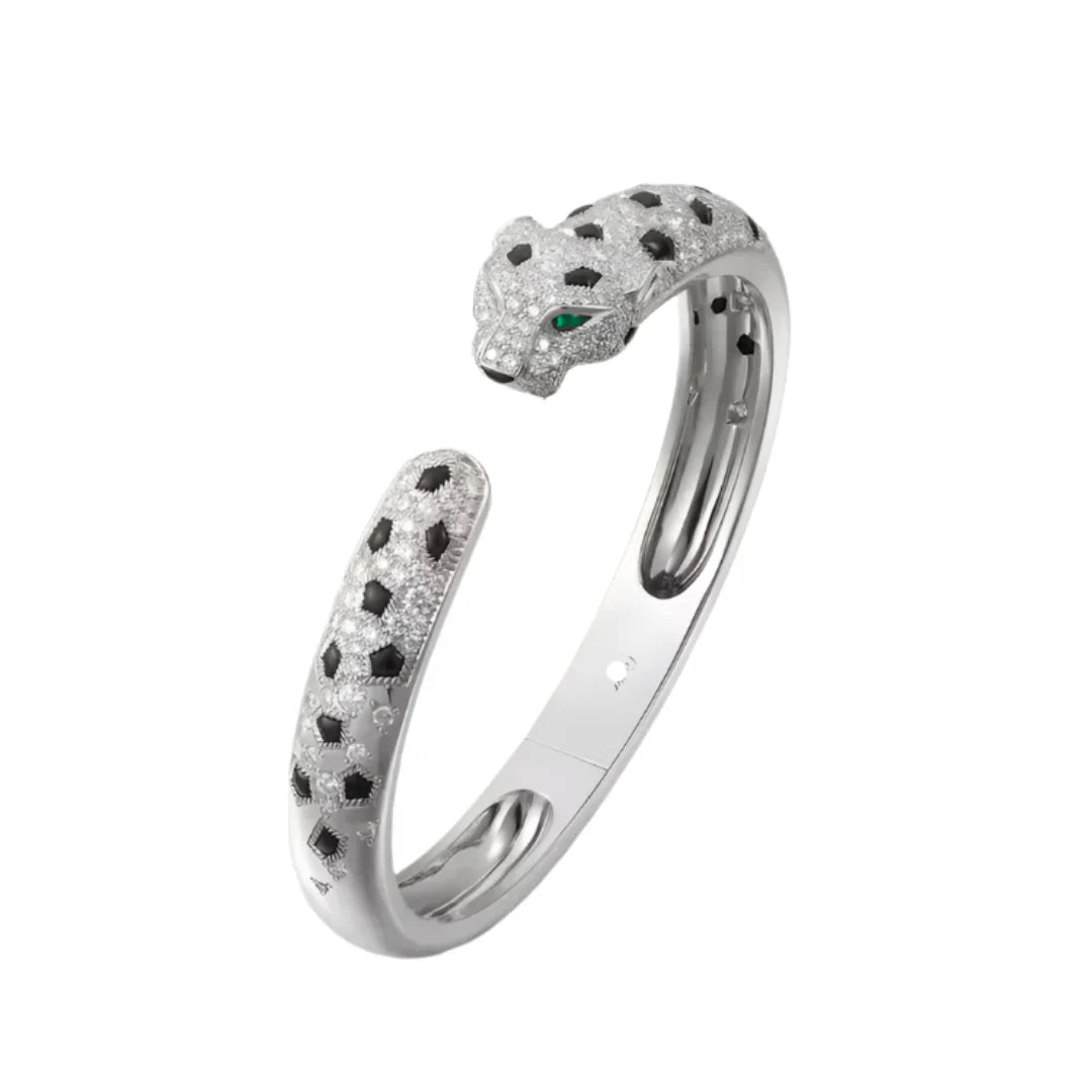 Bracelet White Gold Vermeil Emerald Eyes Diamond Detail