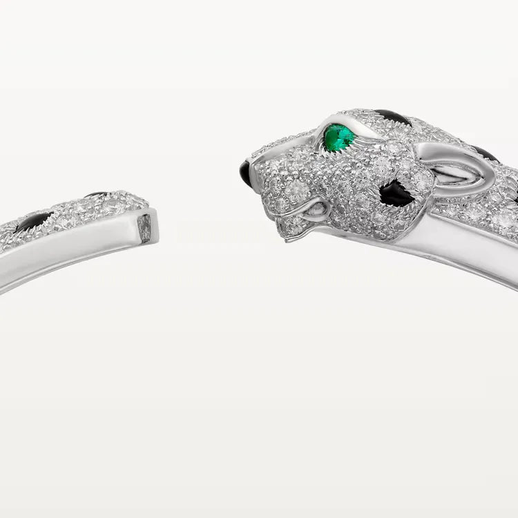 Bracelet White Gold Vermeil Emerald Eyes Diamond Detail
