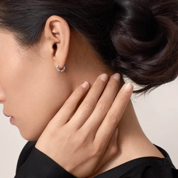 Classic Mini Diamond Stud Earrings in White Gold Vermeil