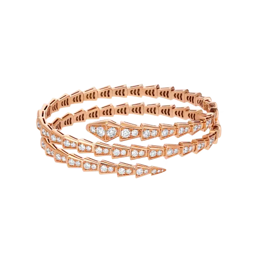 Coil Serpent Bracelet Rose Gold Vermeil Full Diamond Pave