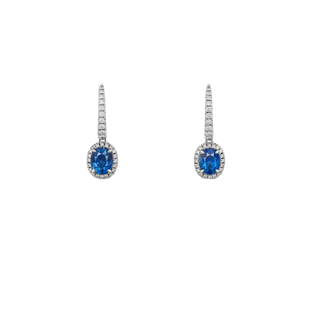 Destinee Sapphire Drop Earrings White Gold
