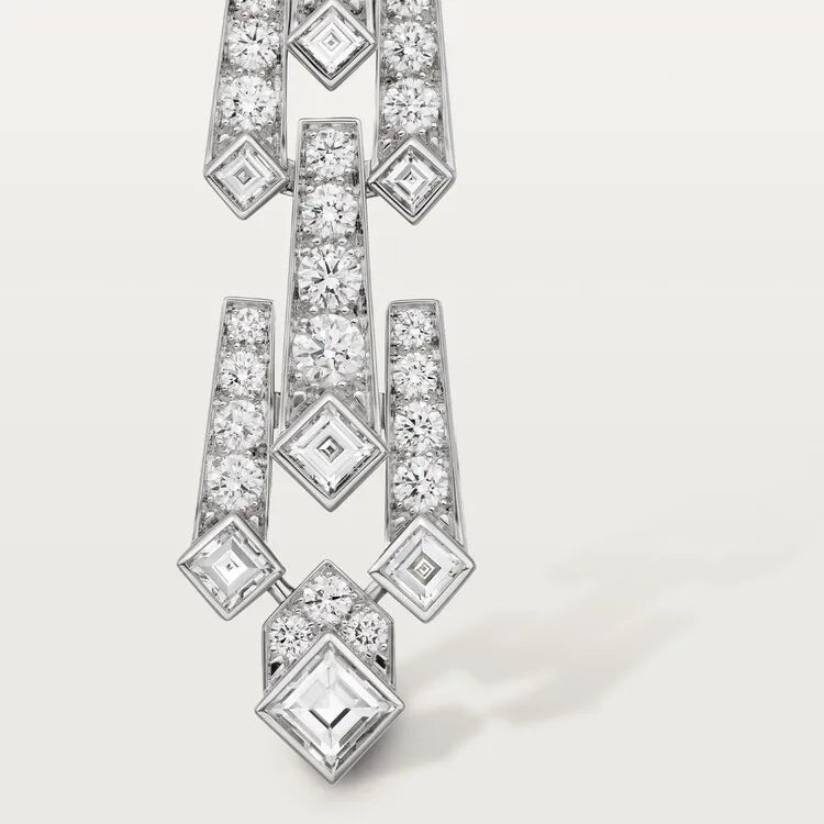 Diamond Cascade Earrings White Gold Vermeil With Simulated Diamonds