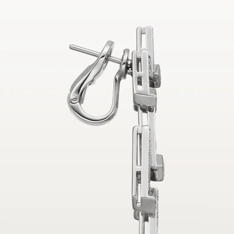 Diamond Cascade Earrings White Gold Vermeil With Simulated Diamonds