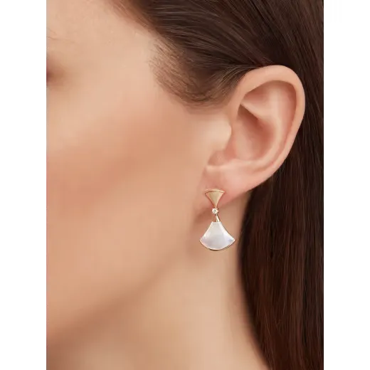 Divas’ Dream Earrings Rose Gold Vermeil With Mother Of Pearl And Moissanite
