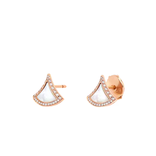 Divas’ Dream Fan-Shaped Earrings with Diamonds & Mother-of-Pearl