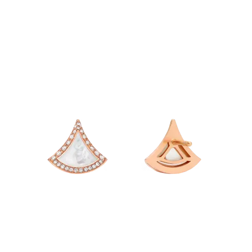 Divas’ Dream Fan-Shaped Earrings with Diamonds & Mother-of-Pearl