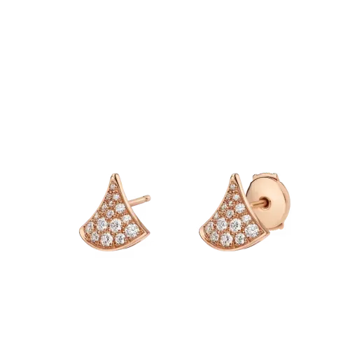Divas’ Dream Pavé Diamond Stud Earrings in Rose Gold Vermeil