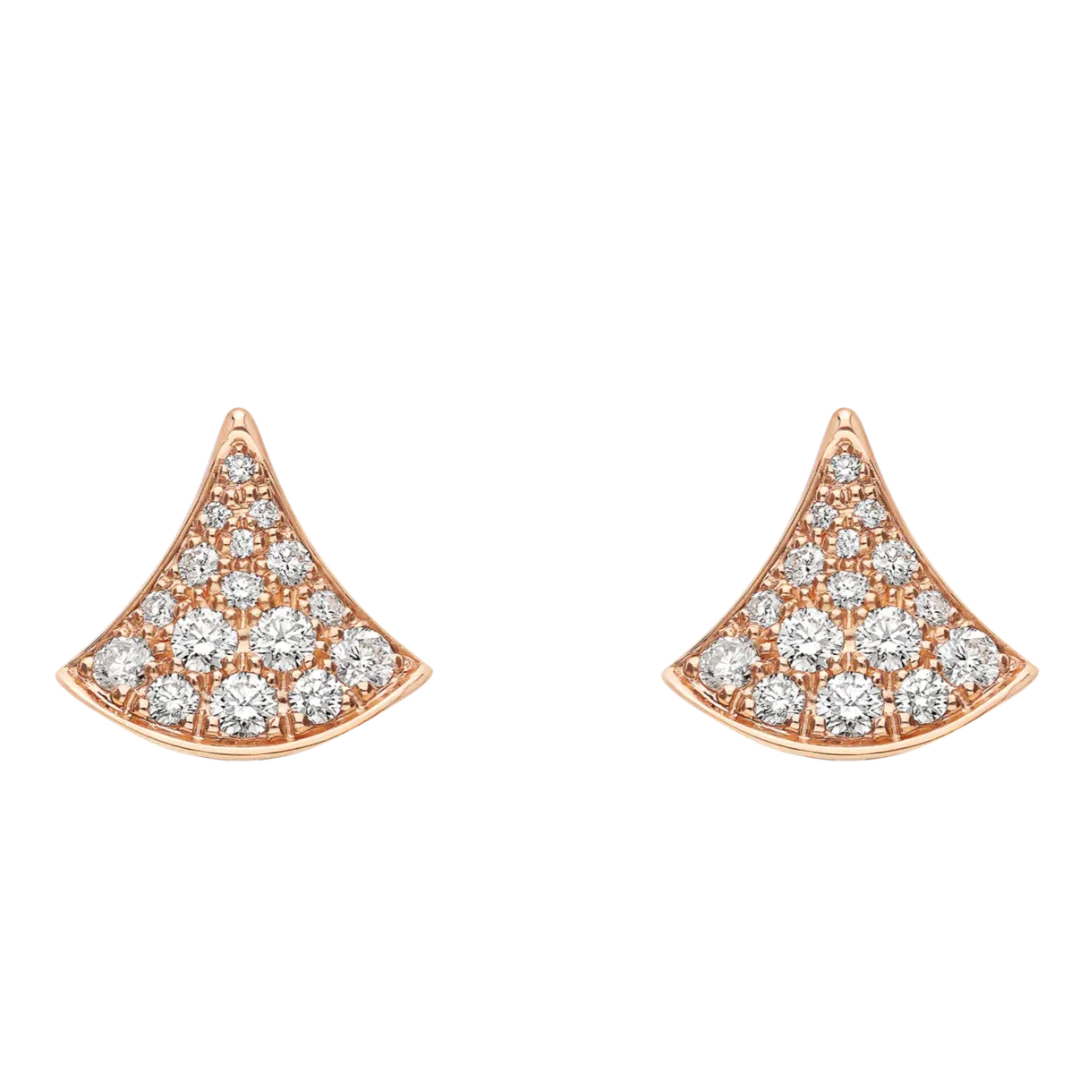 Divas’ Dream Pavé Diamond Stud Earrings in Rose Gold Vermeil
