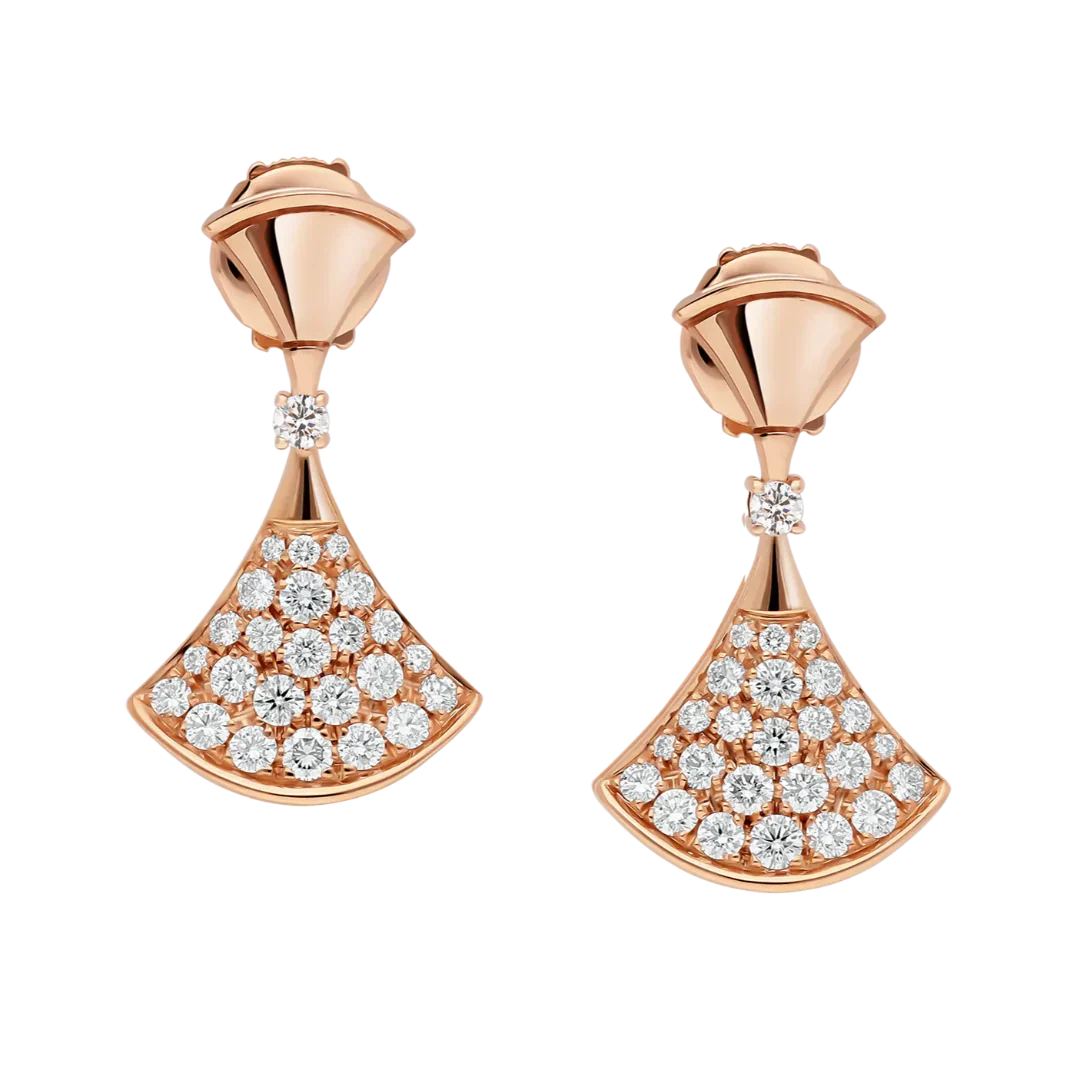 Divas’ Dream Rose Gold Vermeil Earrings with Pavé Diamonds