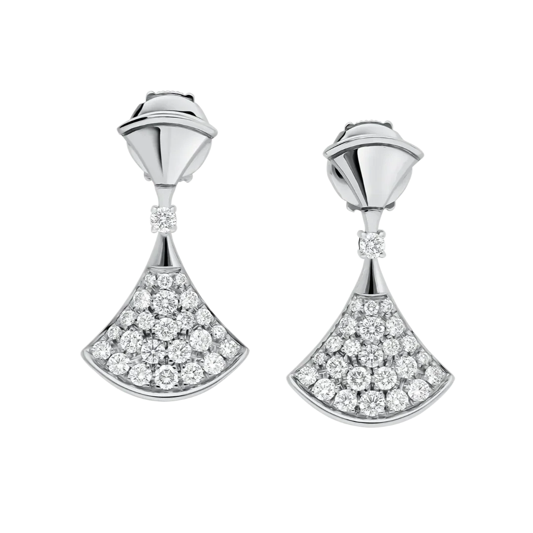 Divas’ Dream White Gold Vermeil Earrings with Pavé Diamonds