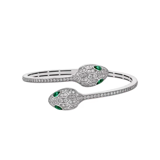 Double Serpent Bangle White Gold