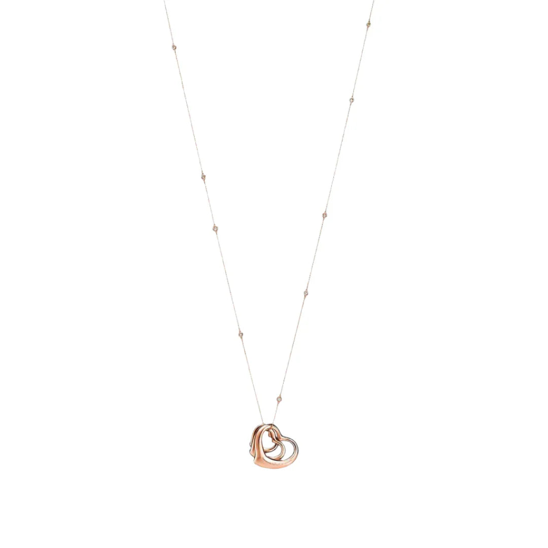 Heart Necklace Rose Gold with Diamonds