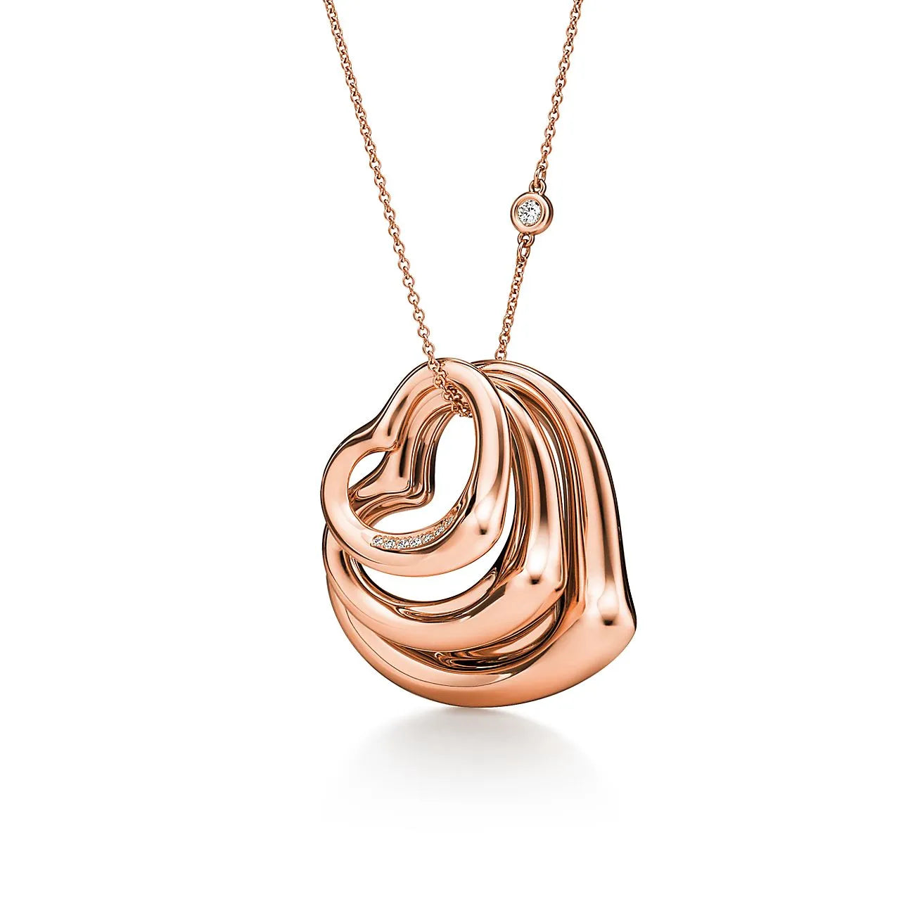 Heart Necklace Rose Gold with Diamonds