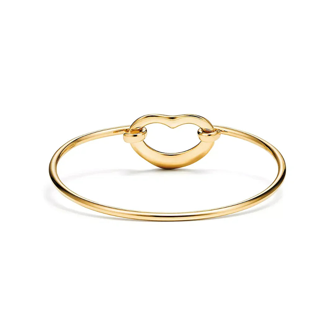 Open Heart Bangle in Yellow Gold