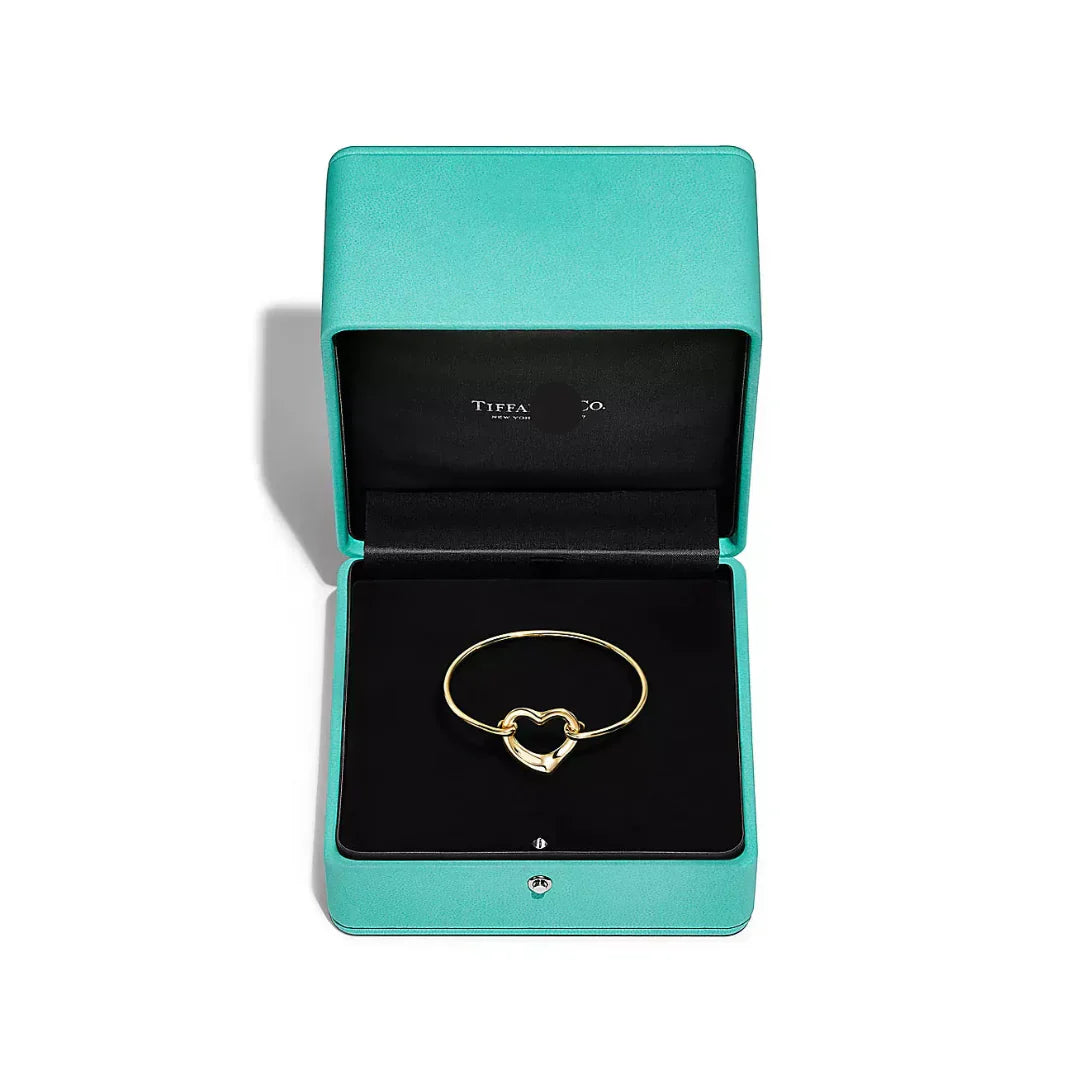 Open Heart Bangle in Yellow Gold