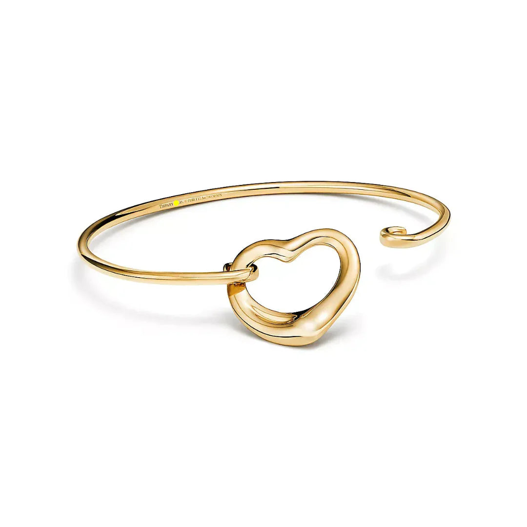 Open Heart Bangle in Yellow Gold