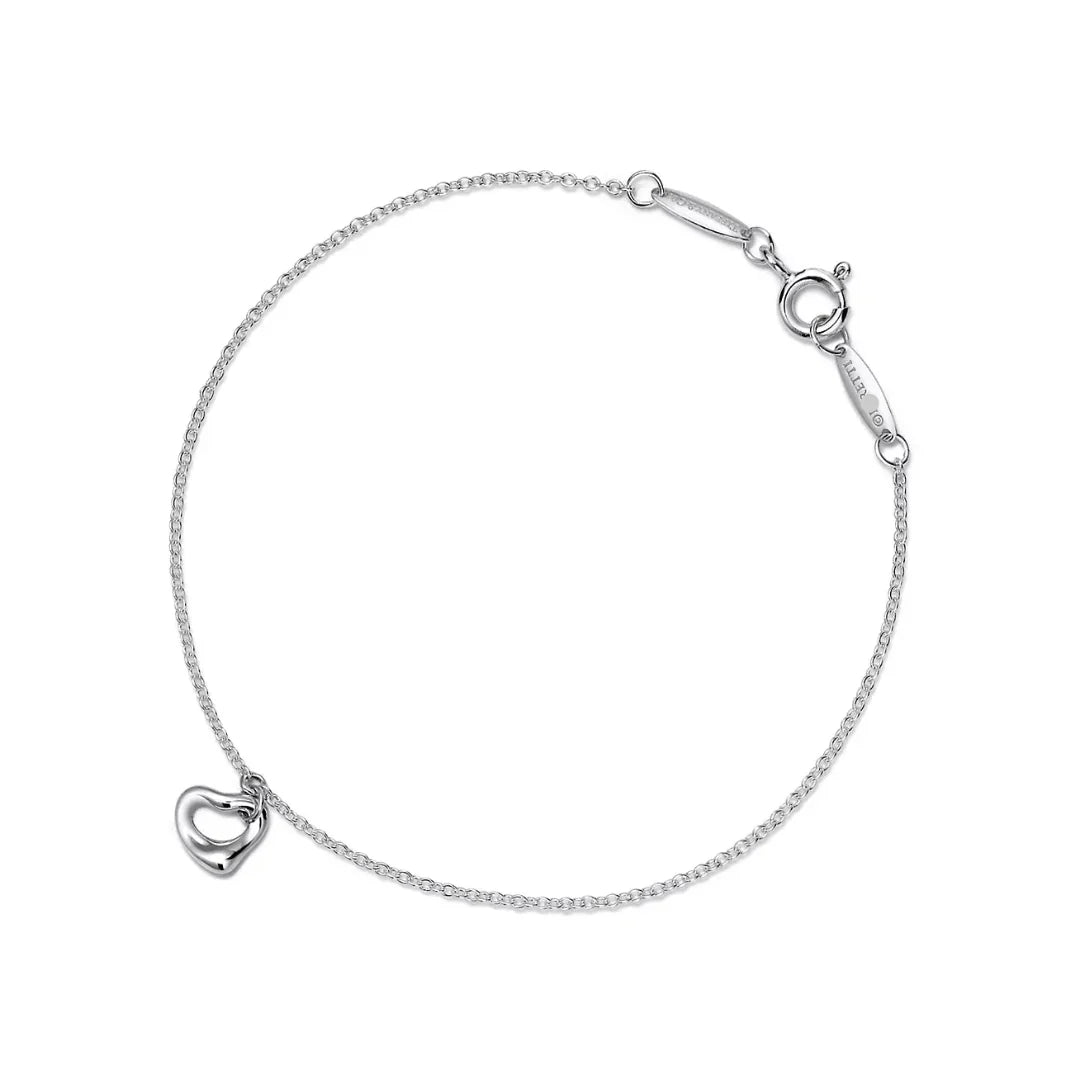 Open Heart Bracelet in White Gold
