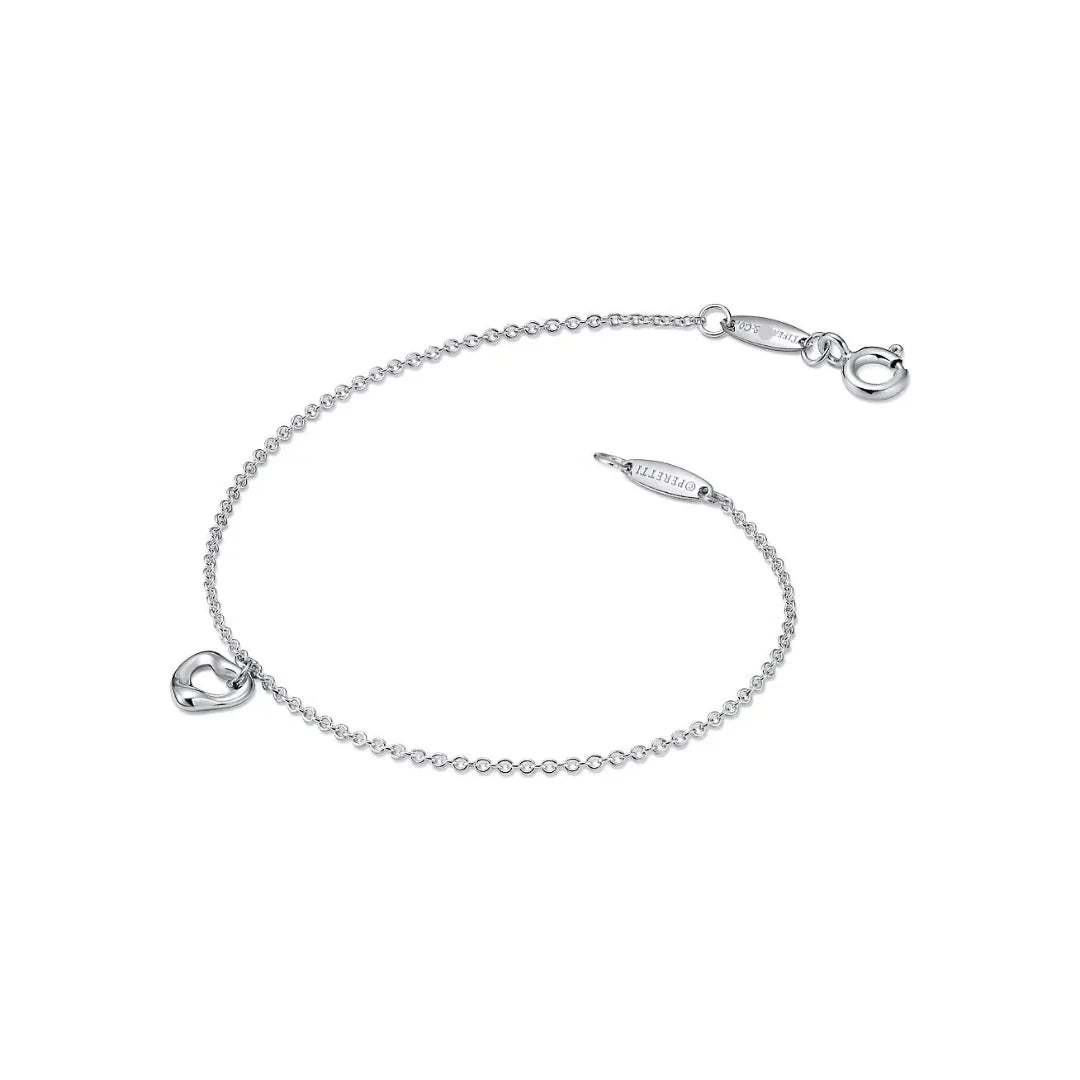 Open Heart Bracelet in White Gold