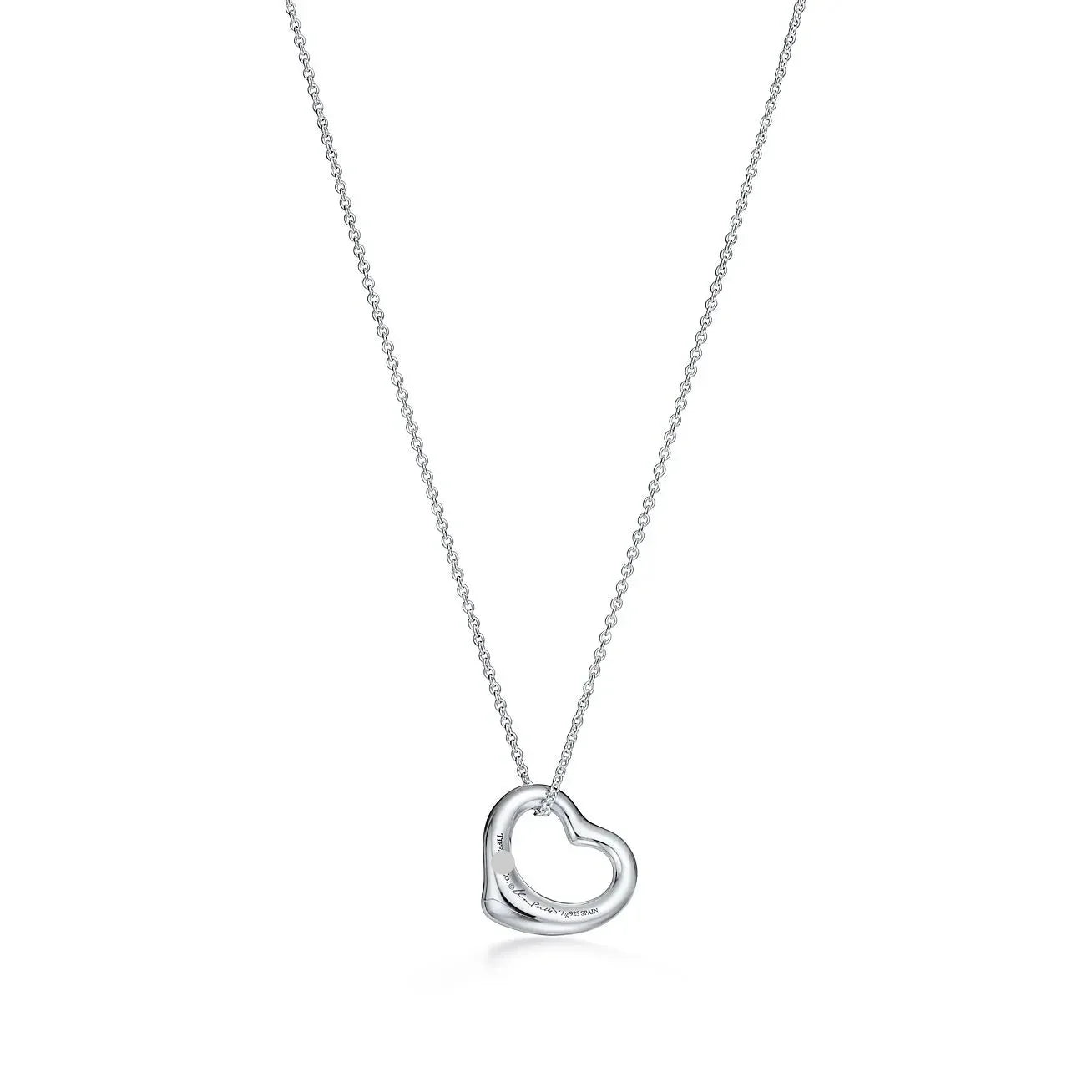 Open Heart Pendant Necklace White Gold