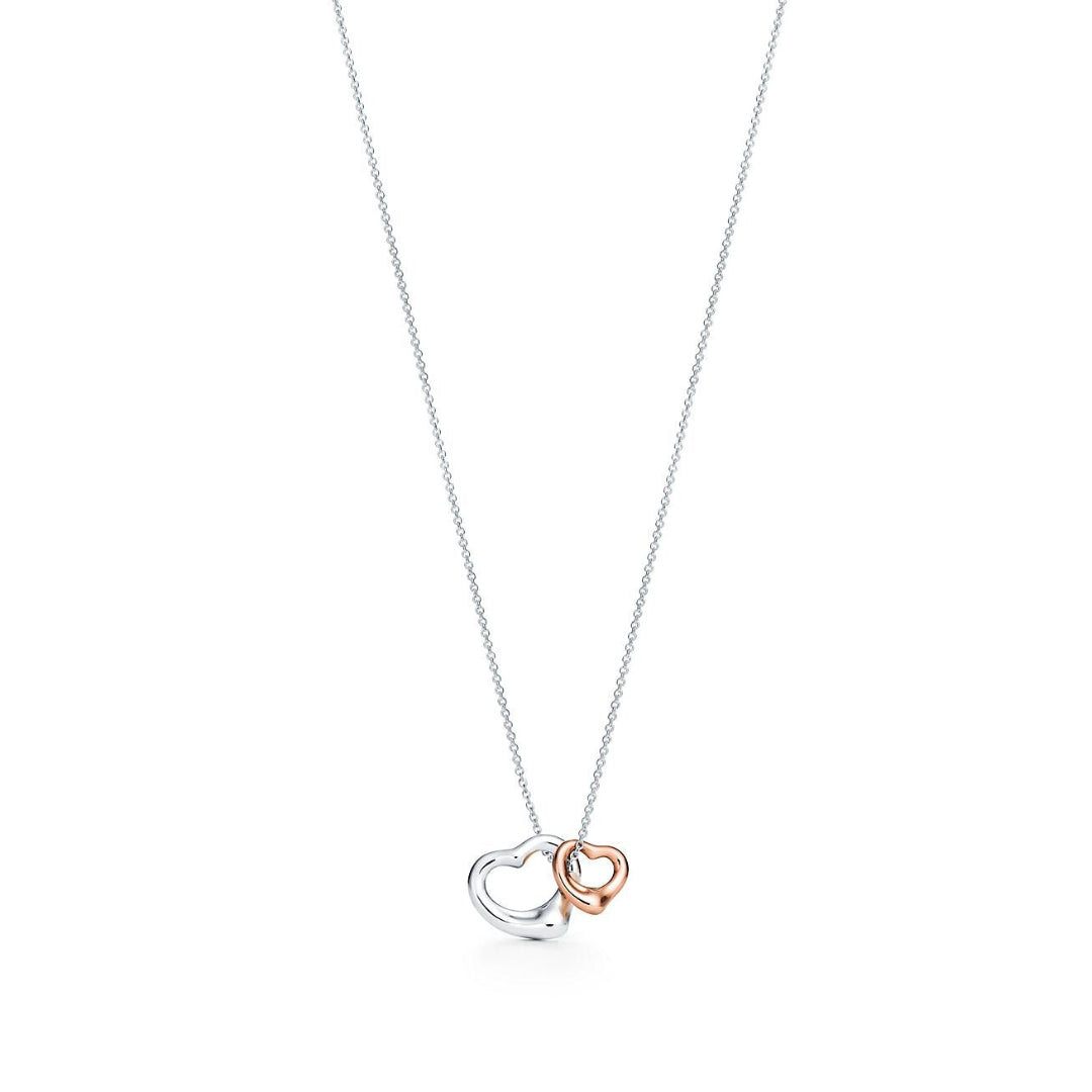 Elsa Peretti Open Heart Pendant White and Yellow Gold
