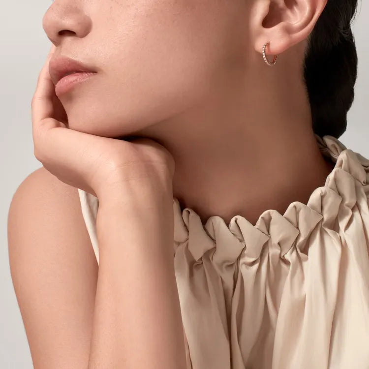Etincelle Mini Diamond Hoop Earrings Refined Rose Gold Shine