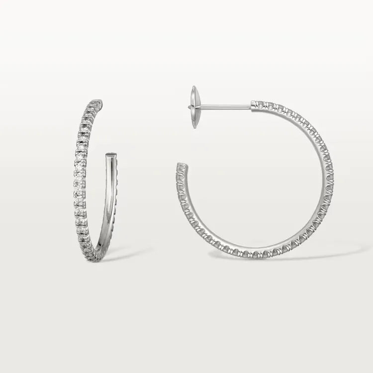 Etincelle Hoop Earrings Medium Pave White Gold Vermeil Design