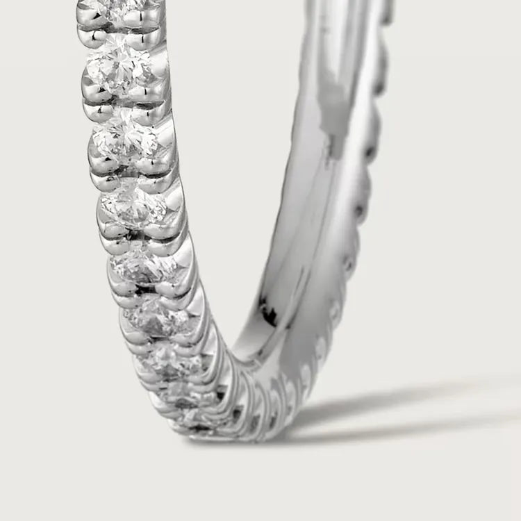 Etincelle Hoop Earrings Medium Pave White Gold Vermeil Design