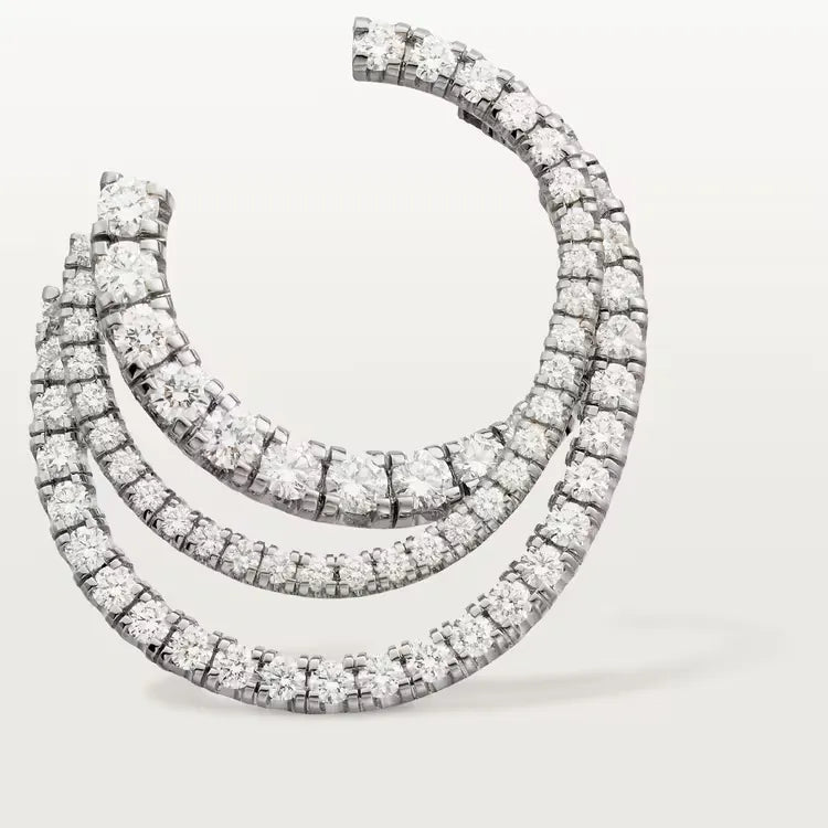 Etincelle Triple Row Hoop Earrings White Gold Vermeil With Diamonds